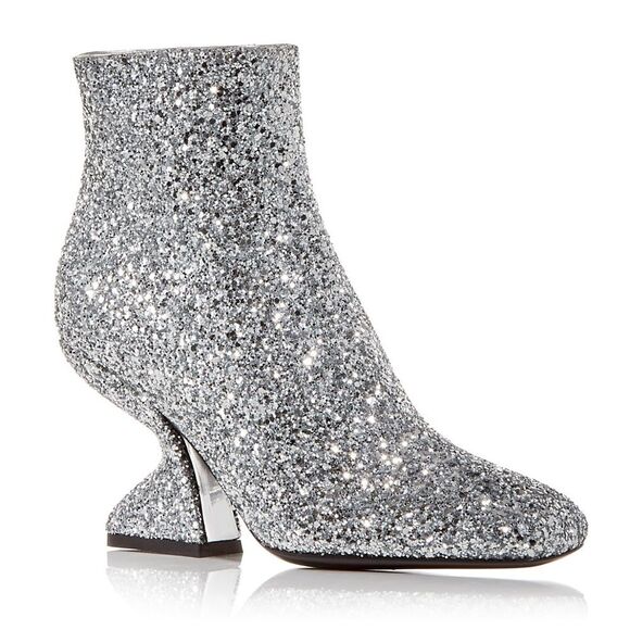 Salvatore Ferragamo Glitter Sculptural-Heel Zip Booties, New, Size 10 - Picture 16 of 16